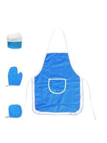 4件套儿童厨房玩具套装，儿童厨师服套装，包括围裙、手套、帽子、隔热垫，适合男孩和女孩 - 4PCS - 查看 7