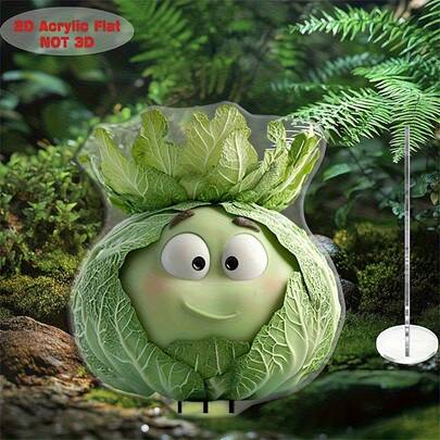 2D Acrylic Cute Cabbage Garden Stake, Outdoor Yard Garden Lawn Potted Plant Decor, Suitable For Yard, Lawn And Gardening - Outdoor Decoration