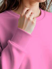 Unisex Crew Neck Sweatshirt With Ribbed Cuffs, Ideal For Winter - Streetwear Style. - View 3