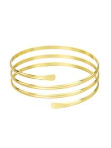 6 piezas Decoraciones de brazalete para mujer, brazaletes de estilo minimalista, brazaletes de bobina ajustables - A0021T-11-6 piezas - Ver 6