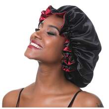 1pc Women's Satin Reversible Sleep Cap, Warm, Breathable And Comfortable Sleep Hat - Multicolor - View 1