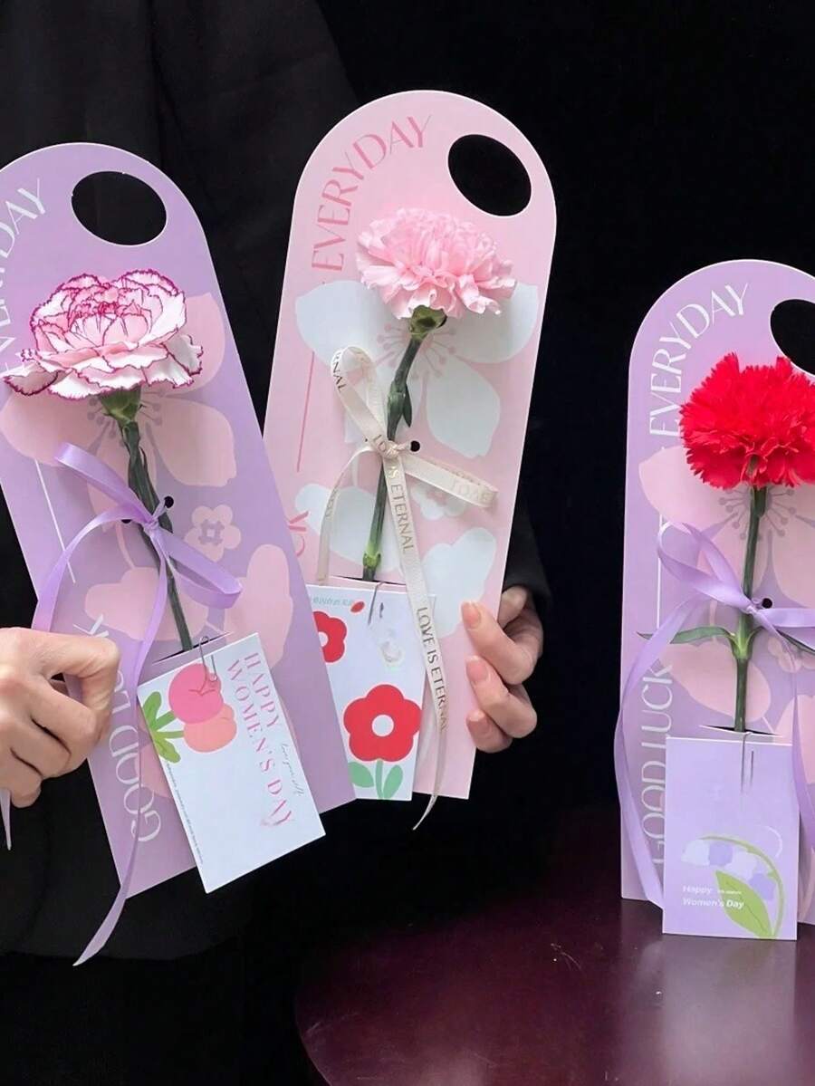 10个/套 - 母亲节单支花盒，手持花卡，DIY花束包装盒，花店批发鲜花礼盒卡，情人节鲜花包装卡，日常小惊喜，送给母亲和女友的理想礼盒