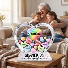 Grandma's Heart-Shaped Sweetheart 2D Flat - Personalized Acrylic Square Plaque - Meaningful Gift For Grandma On Mother's Day - As Shown2 - View 4