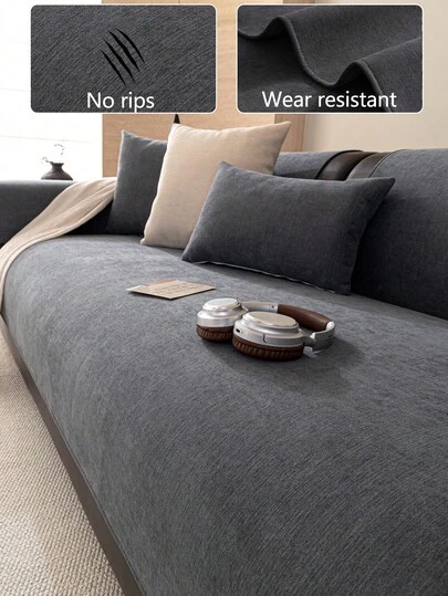 1pc 4-Season Comfortable Chenille Sofa Cushion Cover, Modern Minimalist Non-Slip Sofa Seat Protector, Dust-Proof And Washable Sofa Slipcover, Soft And Colorfast, Pet-Friendly, Suitable For Bedroom, Office, Living Room, L-Shaped Sofa And 1/2/3/4-Seat Sofa