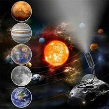 1pc Mini USB Moon Projector LED Earth And Galaxy Lamp, Includes 3/ 6 Interchangeable Planet Images, Starry Sky Projection Light, 360° Adjustable LED Ceiling Decor Light, For Baby Room Night Light, Home Atmosphere Lighting, Room Decoration, Wall Gift - 彩色 - 查看 4