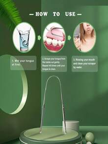 U-Shaped Stainless Steel Tongue Scraper - Tongue Scraper - Tongue Cleaning Plate - Personal Oral Hygiene Tool - Breath Freshener Tool - Silver - View 3