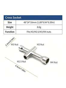 1 pieza Juego de llaves de tubo en cruz mini M2 M3 M4, herramienta de tuerca específica para robótica, llave de tubo en cruz de doble cabeza doblada adecuada para reparar tornillos pequeños - Patrón cruzado - Ver 2