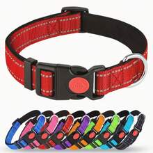 1pc Adjustable Soft Padded Breathable Nylon Reflective Dog Collar, Suitable For Dogs - Multicolor - View 9