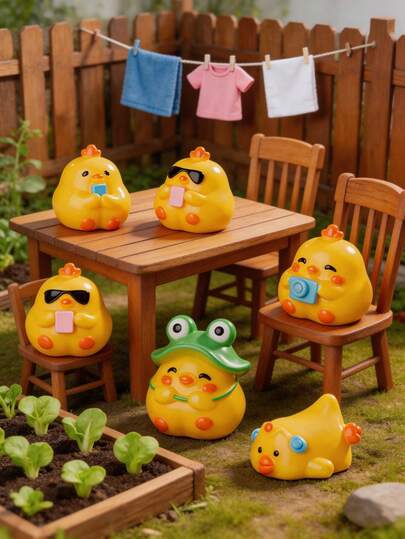 Cute Creative Little Yellow Chick Resin Figurine, DIY Animal Decor, Micro Landscape Decoration