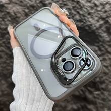 Étui magnétique pour iPhone 11 12 13 14 15 16 17 Pro Max avec support, protecteur d'objectif et coque de téléphone - Noir - Voir 10