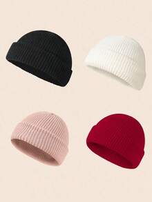 3pcs/Set Men's Fashionable Solid Color Beanie Hats, Knitted Warm Casual Hats Suitable For Autumn/Winter - 3pcs - View 9
