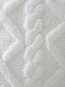 1pc White Synthetic Wool Decorative Pillow Cover, Soft Plushy Sheepskin Square Pattern Cushion Cover, Modern Sofa Decor Home, Bedroom, Dorm Use, No Pillow Core Holiday Giving - 白色 2 - 查看 2