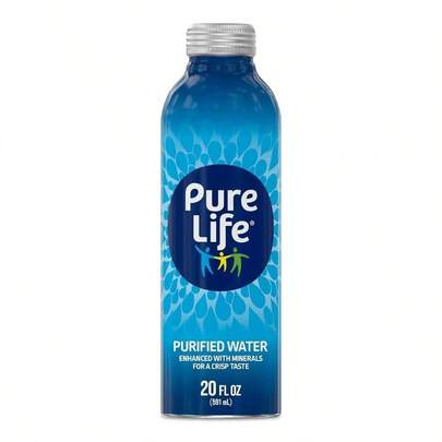 Purified Bottled, Single Bottle - Still Bottled Drinking Enhanced With Minerals A Crisp Taste, Aluminum Bottles - 20 Fl Oz