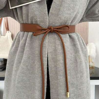 1件装女士时尚PU蝴蝶结腰带，用途广泛，适合搭配连衣裙、毛衣、外套，收紧腰身，打造纤细身形。