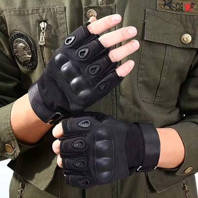 1 Pair Breathable Half Finger Gloves, Half Finger Motorcycle Riding Gloves With Detachable Shell, Adjustable Hook & Loop Closure, Breathable Mesh Design And Durable Fabric, Suitable For Cycling, Hiking, Outdoor Recreation, Camping, Fishing And Motorcycle Riding. Ergonomic Design For Outdoor Activities, Motorcycle Riding Equipment, Outdoor Gloves, Hiking Gloves, Durable Gloves, Multipurpose Gloves, Half Finger Gloves, Non-Slip Touchscreen Gloves, Ideal For Outdoor Sports Enthusiasts And Riders.