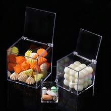 1 pieza/6 piezas/8 piezas Caja cuadrada de plástico transparente de acrílico, caja de exhibición de empaque resistente - transparente - Ver 3