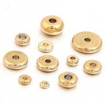 20pcs/Pack Stainless Steel Flat Wheel Beads, Jewelry Making Spacer Beads, Minimalist Bracelet Necklace Accessories, DIY Jewelry Making Spacer Beads - Gold - View 2