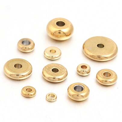 20pcs/Pack Stainless Steel Flat Wheel Beads, Jewelry Making Spacer Beads, Minimalist Bracelet Necklace Accessories, DIY Jewelry Making Spacer Beads