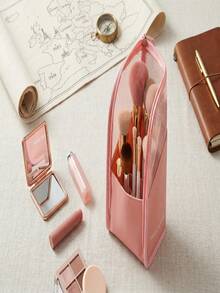 Portable Makeup Travel Case - Large Capacity Upright Makeup Brush Organizer, Transparent Zipper Makeup Bag, Portable Makeup Brush Storage, Multi-Functional Organizer Bag For Travel, Daily Use, Vacation, Bridal Makeup Brush Set, Compact Upright Makeup Brush Bag, Ideal Gift For Family And Friends, Mother's Day, Birthday - Multicolor - View 9