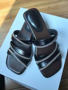 Women's Criss-Cross Strap Sandals, Party/Spring/Summer - Black - View 4