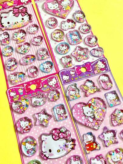 第二代可爱动物贴纸，女孩心形滴管3D贴纸，手机壳，手账装饰，防水加厚3D贴纸，水瓶，杯子，创意个性化贴纸，送朋友的礼物，送女儿的礼物，贴纸，礼物