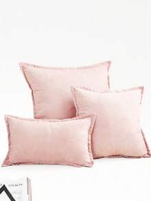 1 chiếc vỏ gối trang trí hoặc gối tựa lưng bằng nhung xếp ly, thích hợp cho phòng ngủ, phòng khách và trang trí sofa, vỏ gối nhung màu xanh navy trơn mềm mại với khóa kéo và đường may, vỏ gối nhung trơn, tựa đầu giường, tựa lưng, đệm sofa, Kích thước: 45*45cm, 30*50cm, 40*40cm, 50*50cm - Hồng - Xem 7
