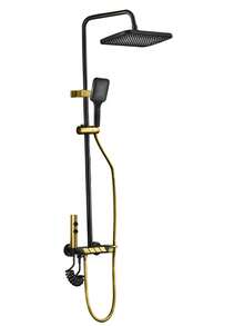 YAOPENG Rain Shower With Fitting, Shower Fitting Complete Set, Stainless Steel Shower System, Black Gold With 30 X 20 Cm Square Shower Head Rain Shower, Shower Set, Shower Set With Hand Shower, 3 Jet Types - Multicolor - View 7