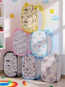1 giỏ đựng quần áo bẩn dạng lưới gấp gọn, di động, có thể gập lại, giá đựng đồ nằm ngang, thích hợp cho phòng trẻ sơ sinh, phòng trẻ em để đựng tã và đồ chơi, ký túc xá sinh viên và khi đi du lịch. - Thẳng đứng - Xem 1