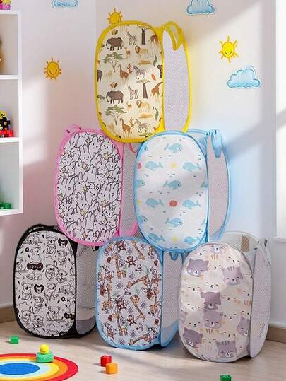 Panier à linge pliable en filet (1 pièce), rangement horizontal pour le linge sale, idéal pour la chambre de bébé, la chambre d'enfant (couches et jouets), les résidences étudiantes et les voyages.