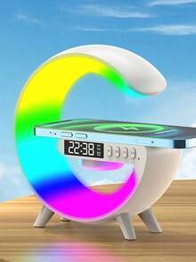 4-In-1 Wireless Charger, Atmosphere Light, Bluetooth Speaker & Alarm Clock, Multi-Functional Bluetooth Speaker With Various LED RGB Ambient Night Lights, Suitable For Indoor And Outdoor Scenarios - View 12
