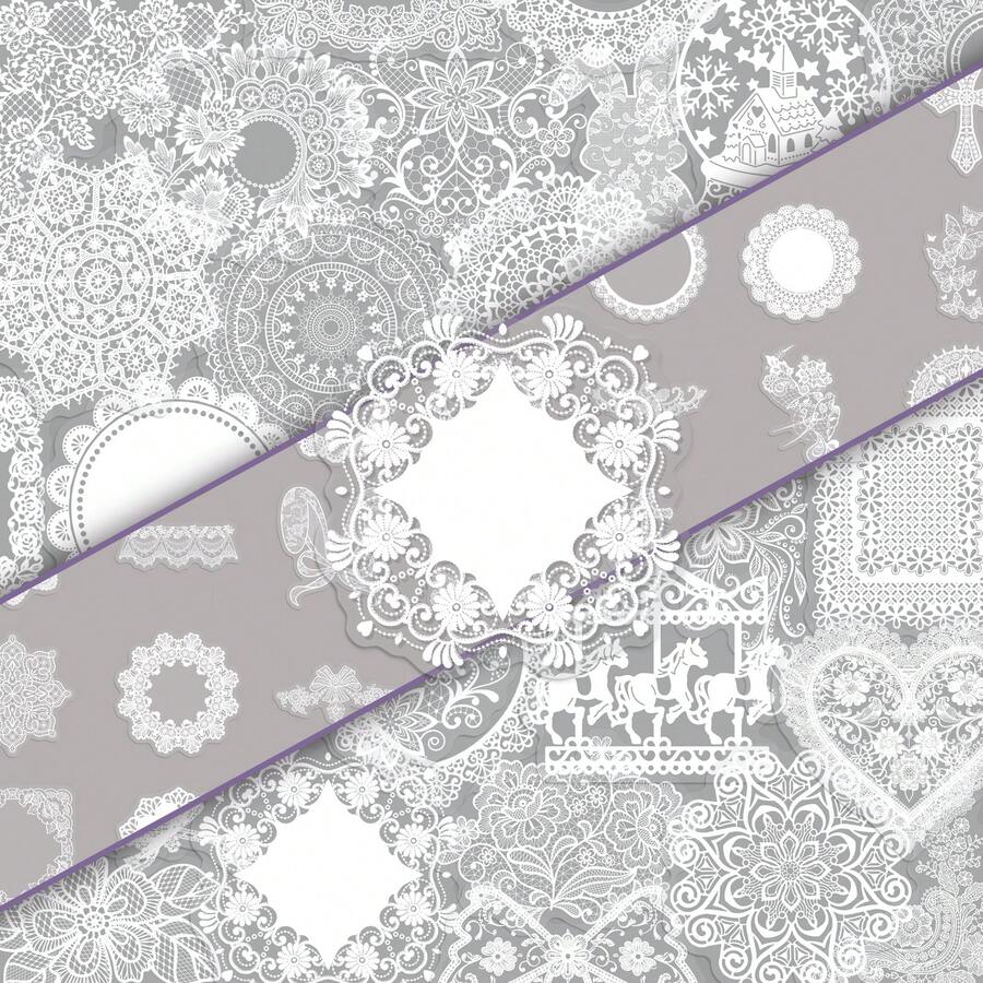 50pcs White Lace Delicate Korean Style Minimalist Creative Vintage Transparent Decorative Stickers For Notebook, Bookshelf - View 1