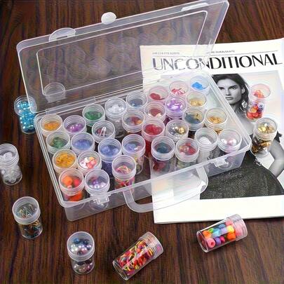 1 Set 64/40/32 Slots Diamond Painting Tools & Beads Storage Box, Diamond Painting Art Supplies, Jewelry, Beading, Crafts, Nail Art, Seed Storage Container, Christmas Gift