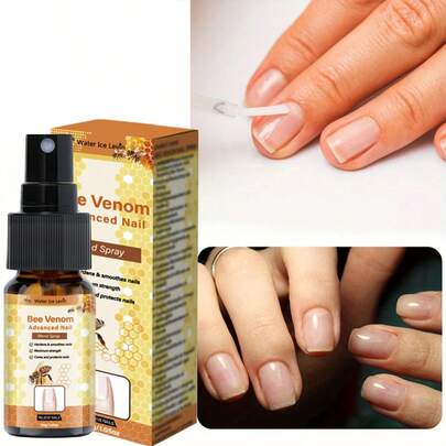 蜂胶指甲修复喷雾，强韧光滑指甲，呵护指甲，天然配方，蕴含蜂胶、蜂蜜、茶树油和维生素E——强韧脆弱、柔软或易断的指甲——持久修复，防止断裂——不含甲醛和酒精，适用于手指甲和脚趾甲，专注于指甲及周围干燥肌肤的护理，提供深层保湿和柔嫩滋润，适合日常使用。