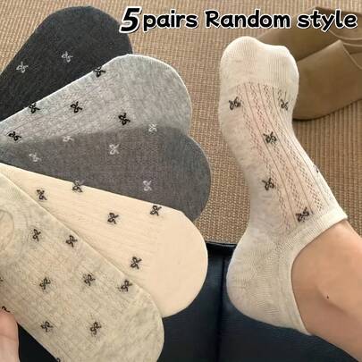 5 đôi tất cổ ngắn ren họa tiết quả anh đào dễ thương dành cho nữ - Thoải mái, thoáng khí, kiểu dáng đường phố năng động - Phù hợp cho mọi mùa