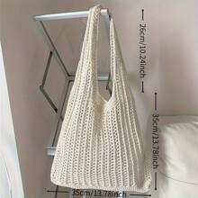 Túi đeo vai nữ thời trang thường ngày, dung tích lớn, túi lưới dệt gấp gọn, túi đeo vai thông thường và phụ kiện du lịch. - A - Xem 7