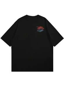 Men's Vintage Car Element Printed Short Sleeve T-Shirt, Comfortable & Breathable, Suitable For Summer, Leading Fashion - Black - View 5
