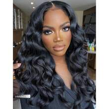 36 Inch 13x4 Wavy Texture Mixed Hair Wig, 180% Density High Definition Lace Front Wig, Mixed Human Hair Lace Front Wig Pre-Plucked With Baby Hair, Natural Black - Natural & Black - View 1