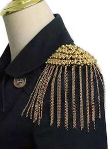 1pc Gold & Black Tassel Epaulet, Fashion Stage Performance Shoulder Brooch Accessory - Tassel Epaulettes - View 16