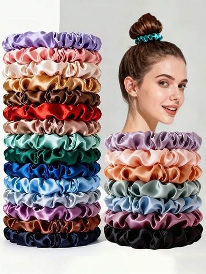 No-Damage Fine Hair Ties - Multi-Color Mix (Suitable For Blonde, Brown, Red Hair) | Boho/Minimalist Elastic Hair Ties For Ponytail, Bun, Braids | Gentle Hair Accessories For Fine Hair