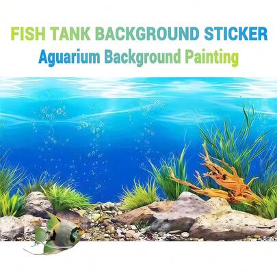 River Landscape Rock Aquarium Background Sticker, Fish Tank Background Painting, Aquarium Background Sticker, Reptile Cage Background Sticker, Self-Adhesive Front Sticker, Fish Tank Landscape Decor, Aquarium Decoration