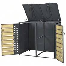 Storage Box For Rubbish Bins With Hinged Lid, Lockable, Two Doors, Hollow Diamond-Shaped Door Panel - View 11