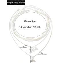 Multi-Layer Rhinestone Fish Tail & Bow Pendant Necklace, Layered Faux Pearl Jewelry Suitable For Women's Daily Wear - Silver - View 5