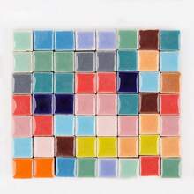 PINUOKE 200 Pieces/ 200 G Square Shapes 1x1 Square Ceramic Tiles Crafts, Colorful Stained Glass Pieces Projects - Dark Brown - Nâu đậm + 200g - Xem 4