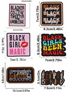 1 set de 2/6 pièces Série de lettres anglaises du monde noir. Écusson de broderie exclusif aux personnes noires. Insigne en polyester, applique à repasser ou à coudre. Accessoire de vêtement, autocollant pour sacs à dos, jeans, vestes, t-shirts, chapeaux, robes, etc. - écraser - Voir 7