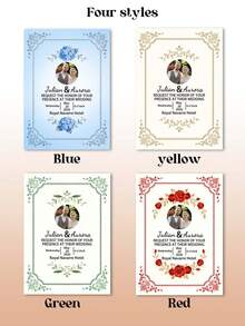 Customized Wedding Invitation, Customized Photo Wedding Invitation Card, Wedding Greeting Card, Wedding Invitation, Can Customize Photo, Name, Time, Location Information - Multicolor - View 6