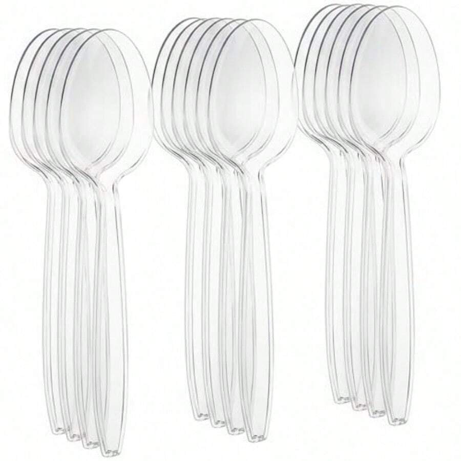 Premium Disposable Clear Plastic Soup Spoons 50 Count Transparent Durable And Convenient For Parties Events And Everyday Usegift - Clear - View 1