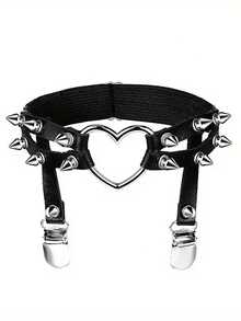 1PC Harness Garter Set Rivet Heart Garter Lace Garter Leather Thigh Ring Punk Gothic Butterfly Garter Belt Adjustable Leg Garter - As Shown - View 13