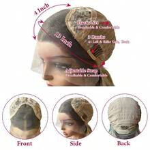 13x4 Lace Front Wig, Gradient Brown To Golden Wavy Synthetic Hair, Seamless Hairline, Pre-Plucked - Multicolor - View 10