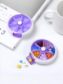 7天便携式旋转药盒，迷你塑料药物收纳盒，带水果图案 - 彩色 - 查看 10