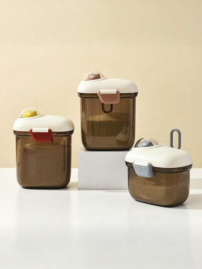 1pc Planet Themed Milk Powder Storage Box/Cereal Storage Box/Kitchen Storage Box/Fruit Snack Spice Storage Box/Baby Supplies/Layered Milk Powder Storage Box, With Measuring Scoop, Double Sealing Rings + Reinforced Buckles, Lid With Time Scale (Optional 1000ml And 400ml Capacity)